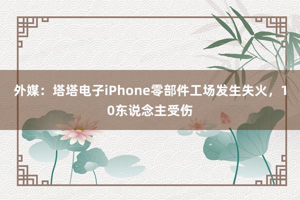 外媒：塔塔电子iPhone零部件工场发生失火，10东说念主受伤