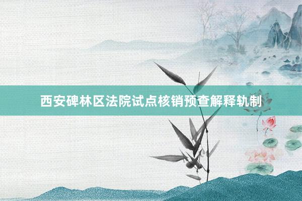 西安碑林区法院试点核销预查解释轨制